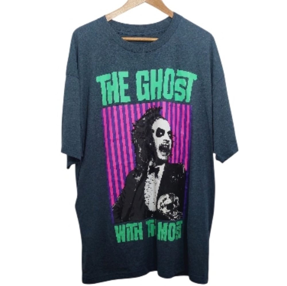 Beetlejuice Men's Size 2XL Shirt Graphic Print Tee Gray Short Sleeve